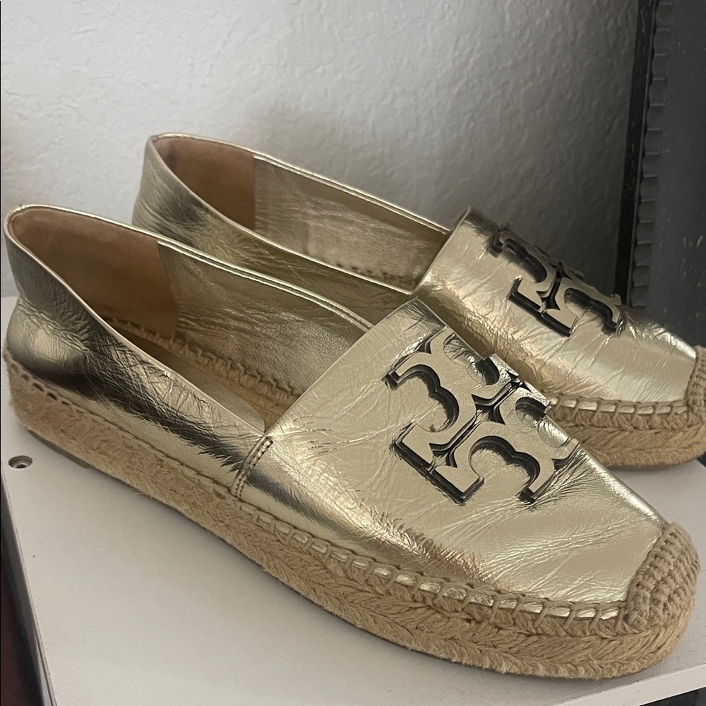 Gold Tory Burch Espadrille Flats